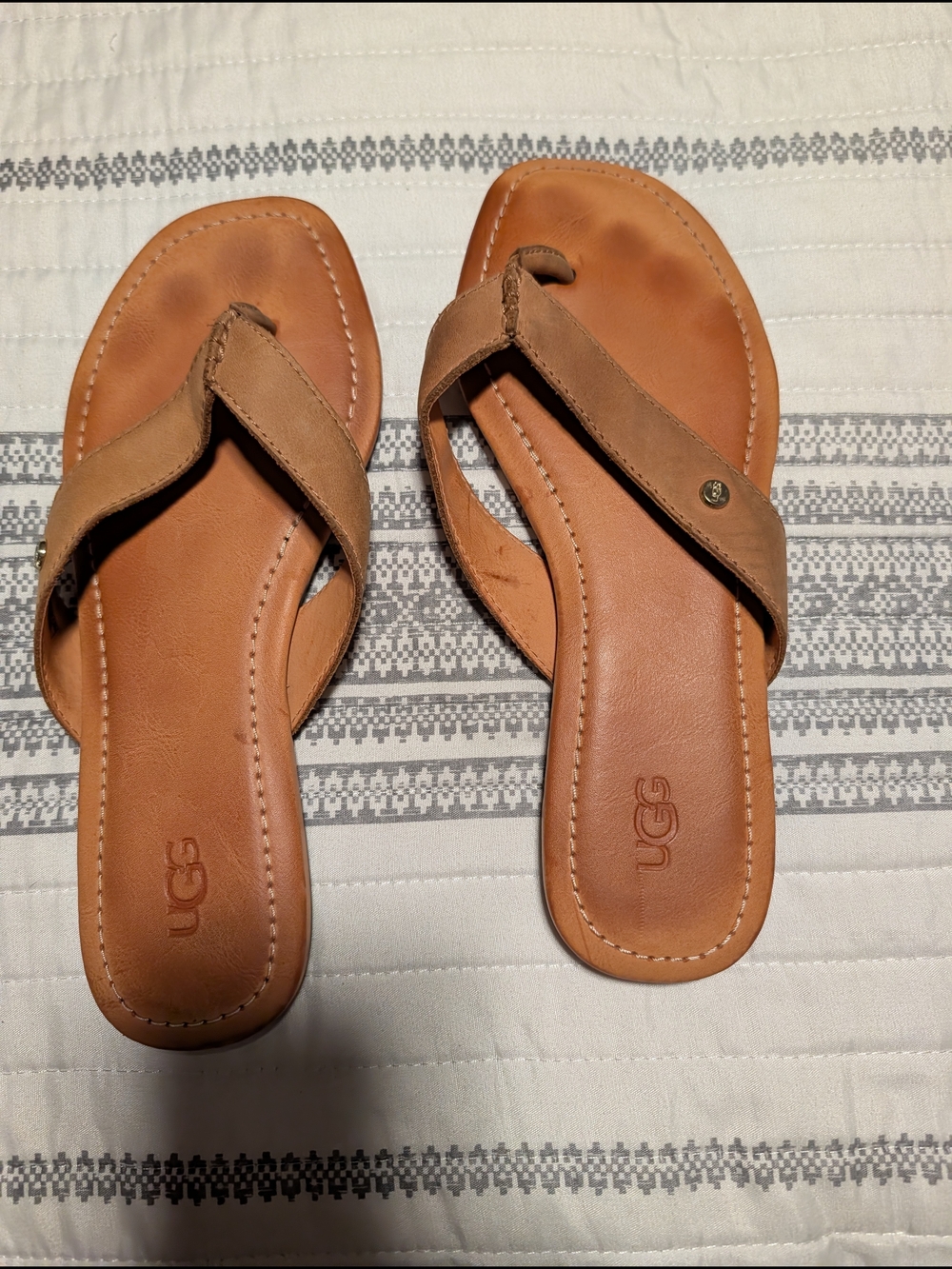 UGG Tan Leather Thong Sandals